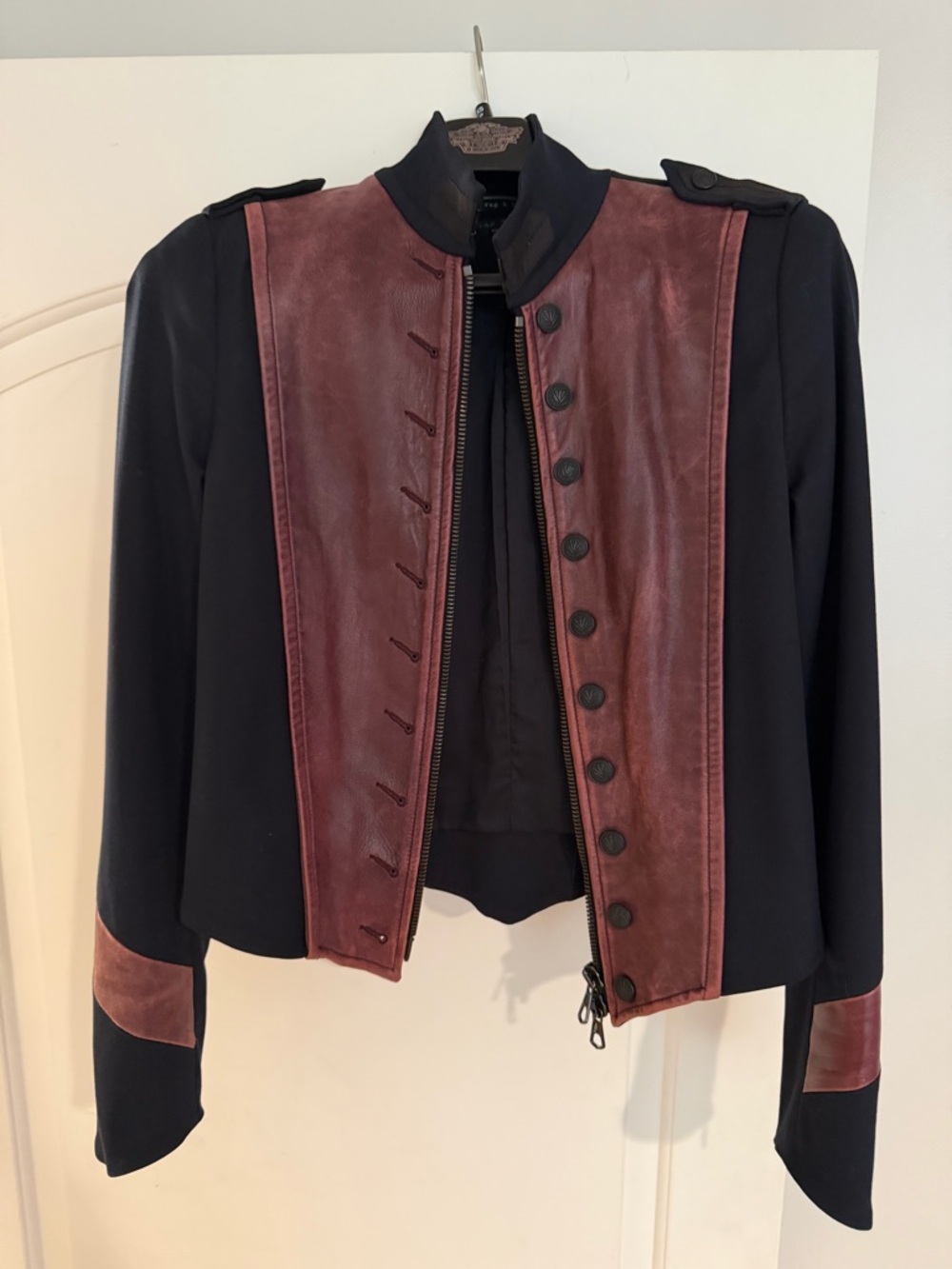 Rag & Bone Military Cropped Leather Jacket Size 10